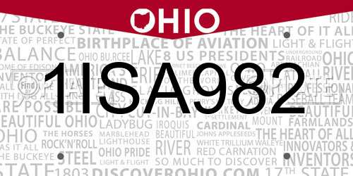 1ISA982 Ohio License Plate
