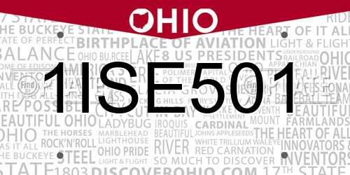 1ISE501 Ohio License Plate