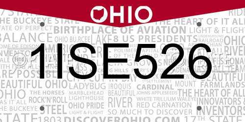 1ISE526 Ohio License Plate