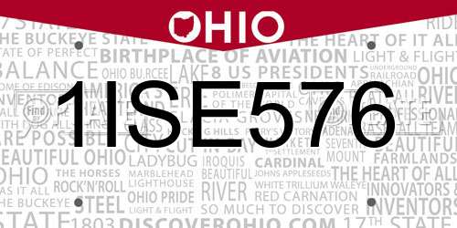 1ISE576 Ohio License Plate