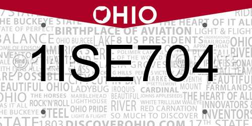 1ISE704 Ohio License Plate
