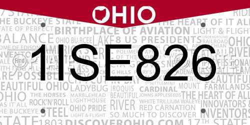 1ISE826 Ohio License Plate