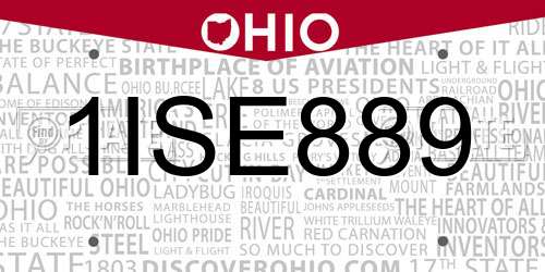 1ISE889 Ohio License Plate