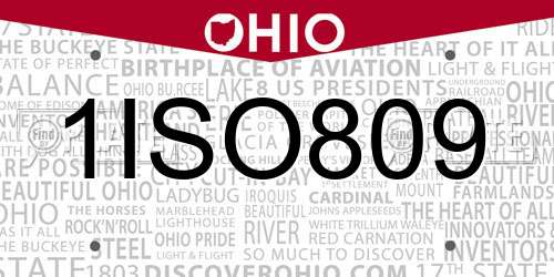 1ISO809 Ohio License Plate