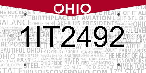 1IT2492 Ohio License Plate