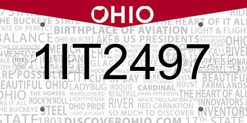 1IT2497 Ohio License Plate