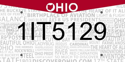 1IT5129 Ohio License Plate