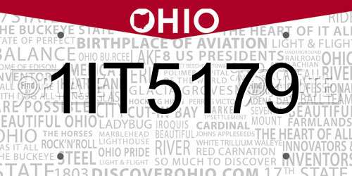 1IT5179 Ohio License Plate
