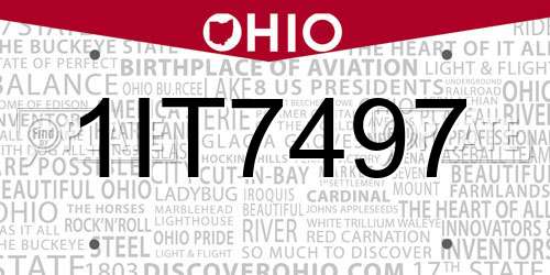 1IT7497 Ohio License Plate