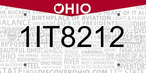 1IT8212 Ohio License Plate