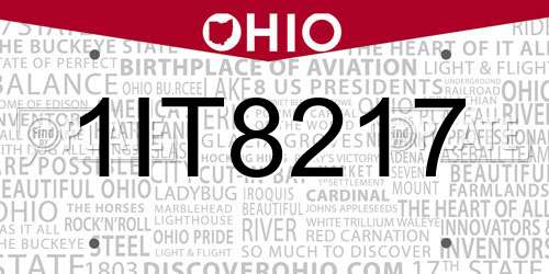1IT8217 Ohio License Plate