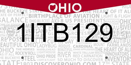 1ITB129 Ohio License Plate