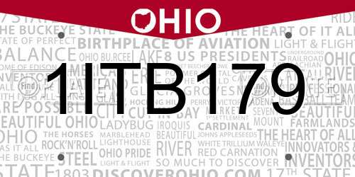 1ITB179 Ohio License Plate