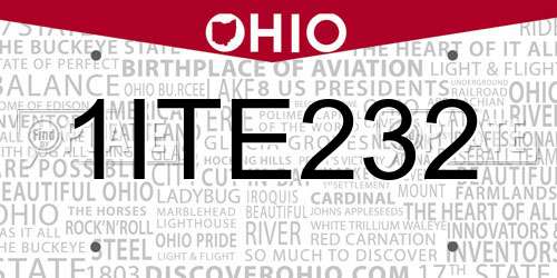 1ITE232 Ohio License Plate