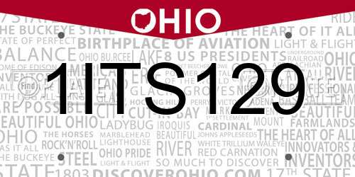 1ITS129 Ohio License Plate