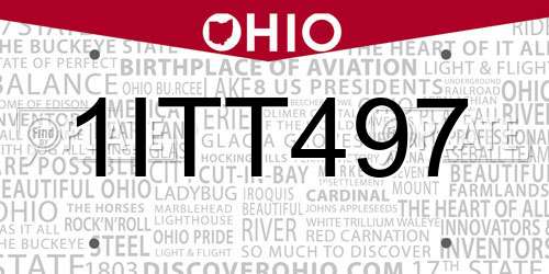 1ITT497 Ohio License Plate