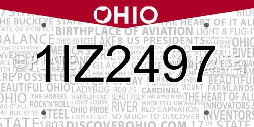 1IZ2497 Ohio License Plate