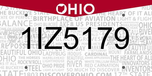 1IZ5179 Ohio License Plate