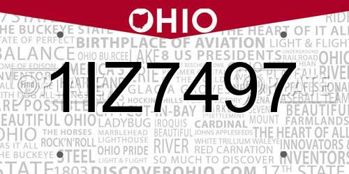 1IZ7497 Ohio License Plate