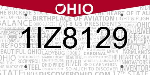 1IZ8129 Ohio License Plate