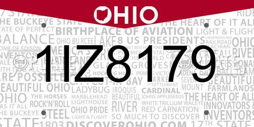 1IZ8179 Ohio License Plate