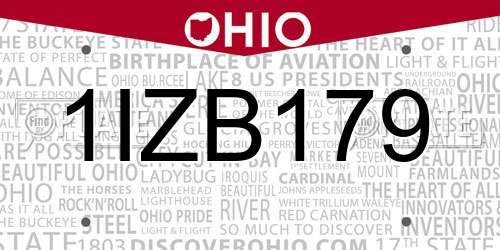 1IZB179 Ohio License Plate