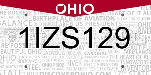 1IZS129 Ohio License Plate