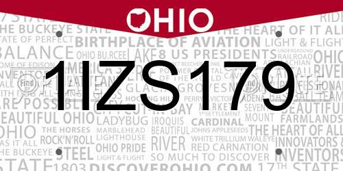 1IZS179 Ohio License Plate