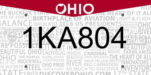1KA804 Ohio License Plate