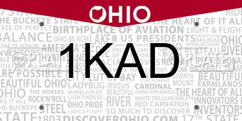 1KAD Ohio License Plate