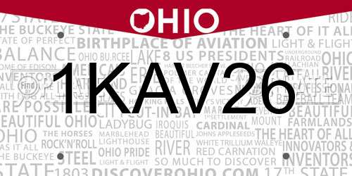 1KAV26 Ohio License Plate