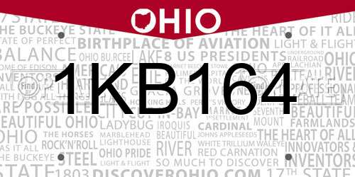 1KB164 Ohio License Plate