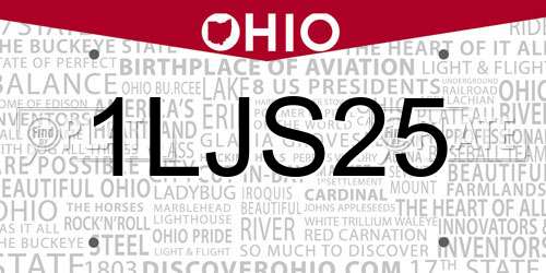 1LJS25 Ohio License Plate