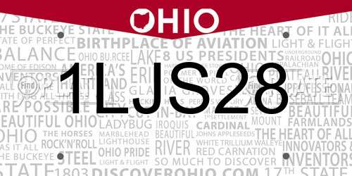 1LJS28 Ohio License Plate