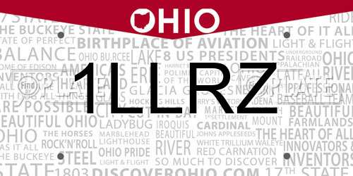 1LLRZ Ohio License Plate