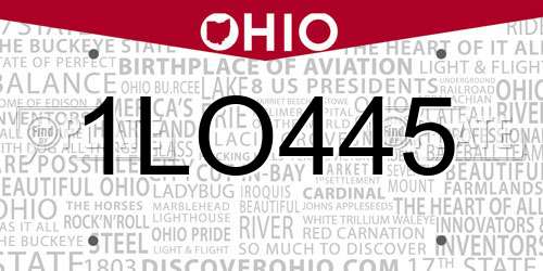 1LO445 Ohio License Plate