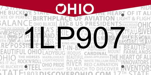 1LP907 Ohio License Plate