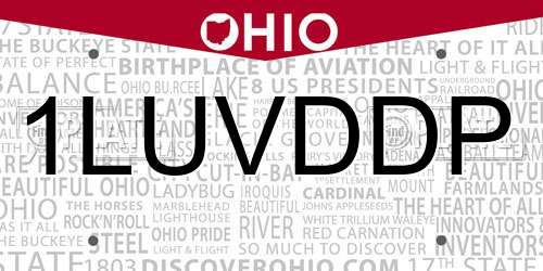 1LUVDDP Ohio License Plate