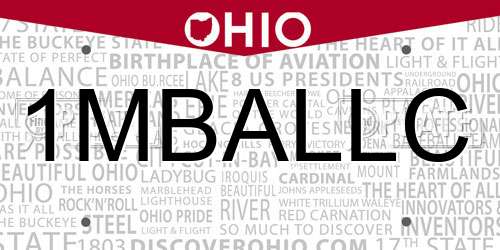 1MBALLC Ohio License Plate