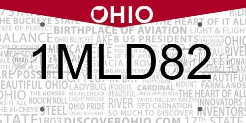 1MLD82 Ohio License Plate