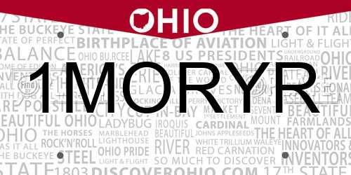 1MORYR Ohio License Plate