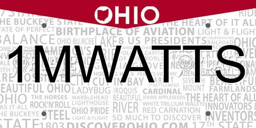 1MWATTS Ohio License Plate