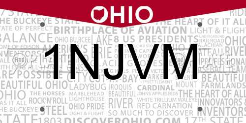 1NJVM Ohio License Plate