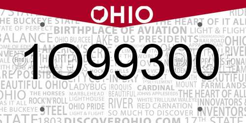 1O99300 Ohio License Plate