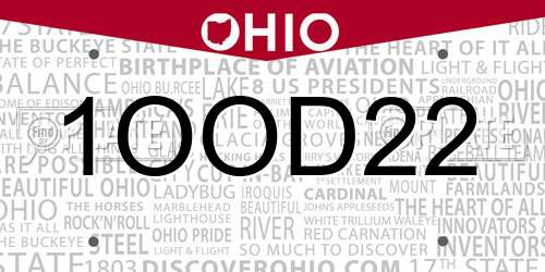 1OOD22 Ohio License Plate