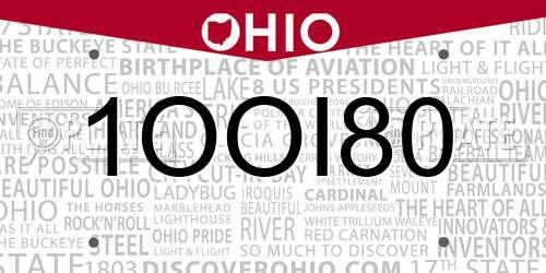1OOI80 Ohio License Plate