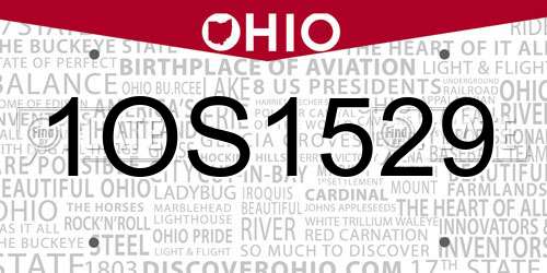 1OS1529 Ohio License Plate
