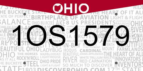 1OS1579 Ohio License Plate