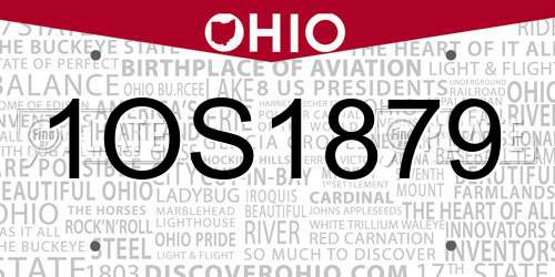 1OS1879 Ohio License Plate