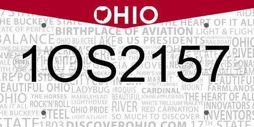 1OS2157 Ohio License Plate